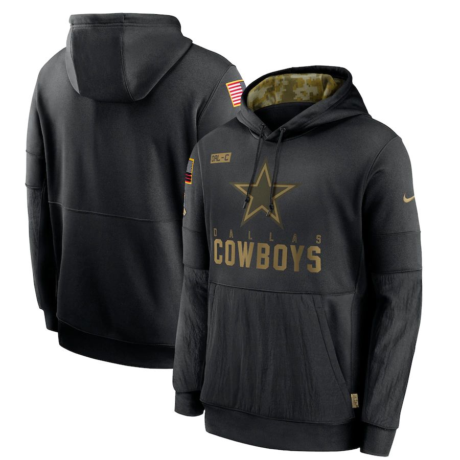 Men Dallas cowboys Black Salute To Service Hoodie Nike NFL Jerseys